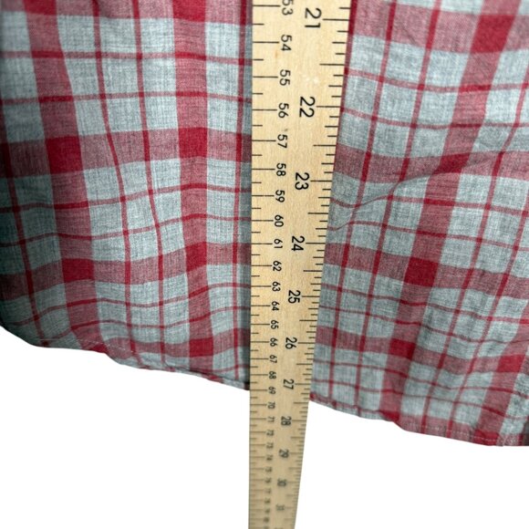 Nautica Button Down Shirt Mens Medium Red Gray Plaid Classic Fit Embroidered - Picture 7 of 9